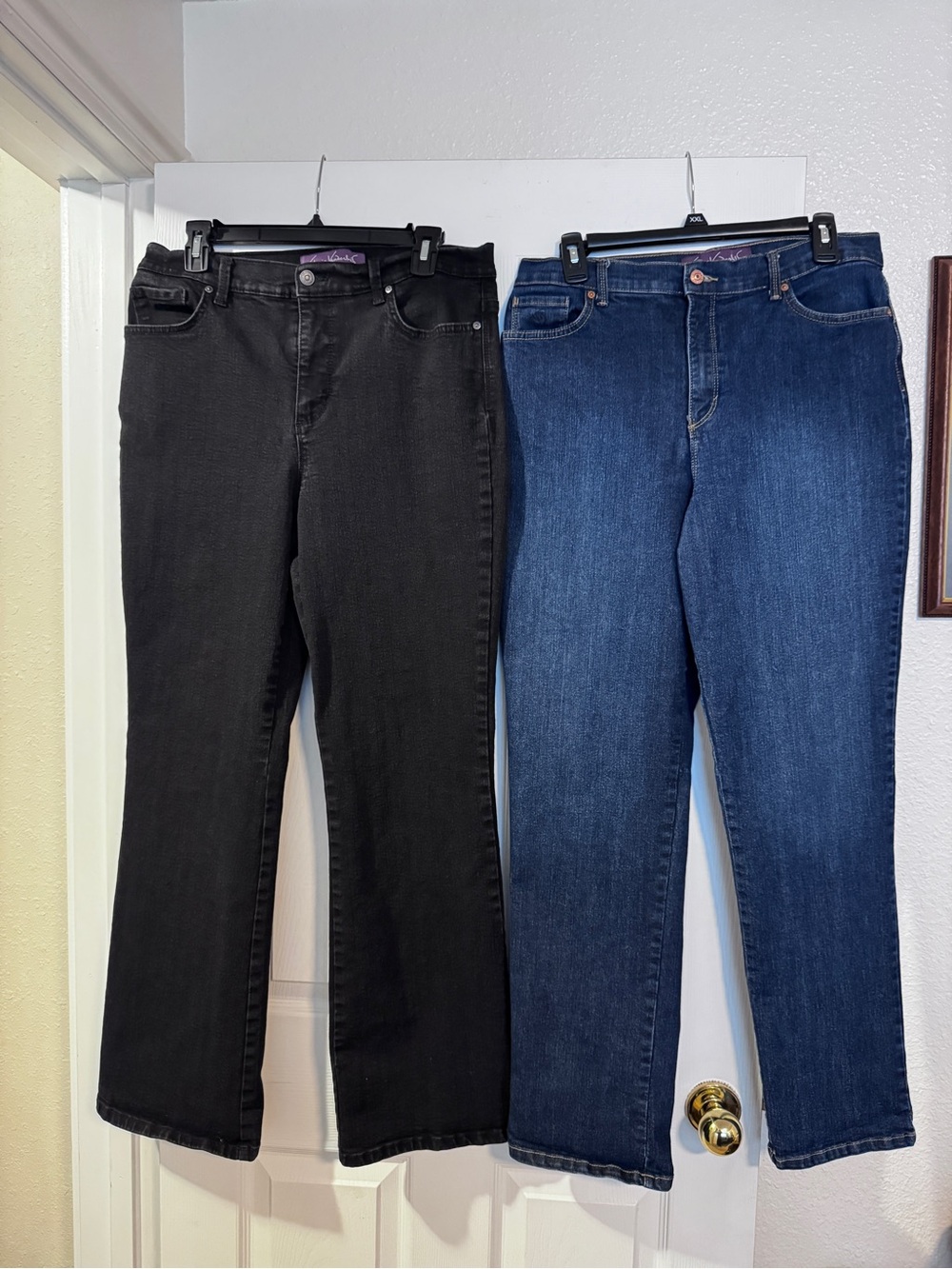2 Pair Gloria Vanderbilt Bootcut & Straight Leg Jeans - Black & Dark Blue